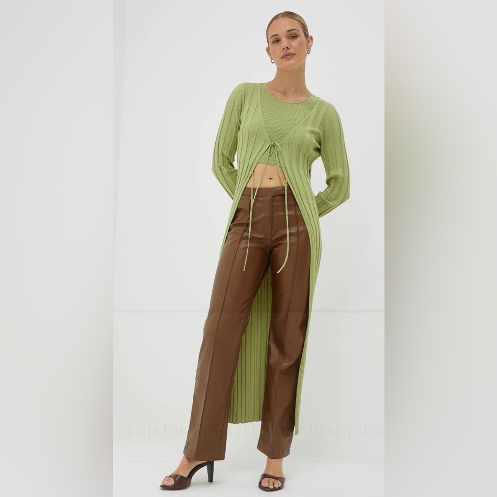 SOVERE Influence Pants Brown Cognac Faux Leather Pants High Rise